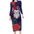 Maori Wheku Meri Kirihimete Personalised Long Sleeve Bodycon Dress All Blue Indigenous Maori Motif - Polynesian Pride