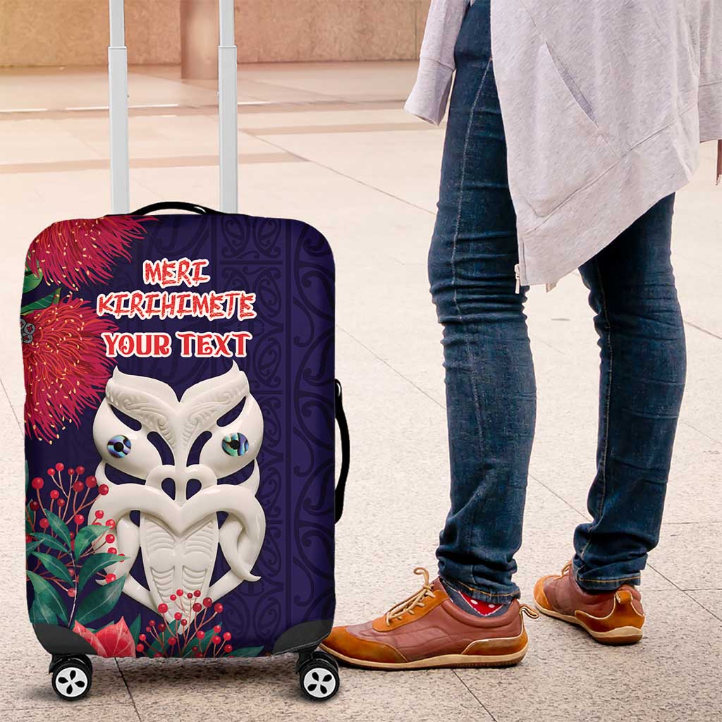 Maori Wheku Meri Kirihimete Personalised Luggage Cover All Blue Indigenous Maori Motif - Polynesian Pride