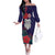 Maori Wheku Meri Kirihimete Personalised Off The Shoulder Long Sleeve Dress All Blue Indigenous Maori Motif - Polynesian Pride