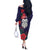 Maori Wheku Meri Kirihimete Personalised Off The Shoulder Long Sleeve Dress All Blue Indigenous Maori Motif - Polynesian Pride