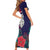Maori Wheku Meri Kirihimete Personalised Short Sleeve Bodycon Dress All Blue Indigenous Maori Motif - Polynesian Pride