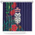 Maori Wheku Meri Kirihimete Personalised Shower Curtain All Blue Indigenous Maori Motif - Polynesian Pride