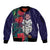 Maori Wheku Meri Kirihimete Personalised Sleeve Zip Bomber Jacket All Blue Indigenous Maori Motif - Polynesian Pride