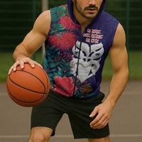 Maori Wheku Meri Kirihimete Personalised Sleeveless Zip Hoodie All Blue Indigenous Maori Motif - Polynesian Pride