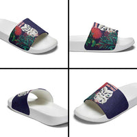 Maori Wheku Meri Kirihimete Personalised Slide Sandals All Blue Indigenous Maori Motif - Polynesian Pride
