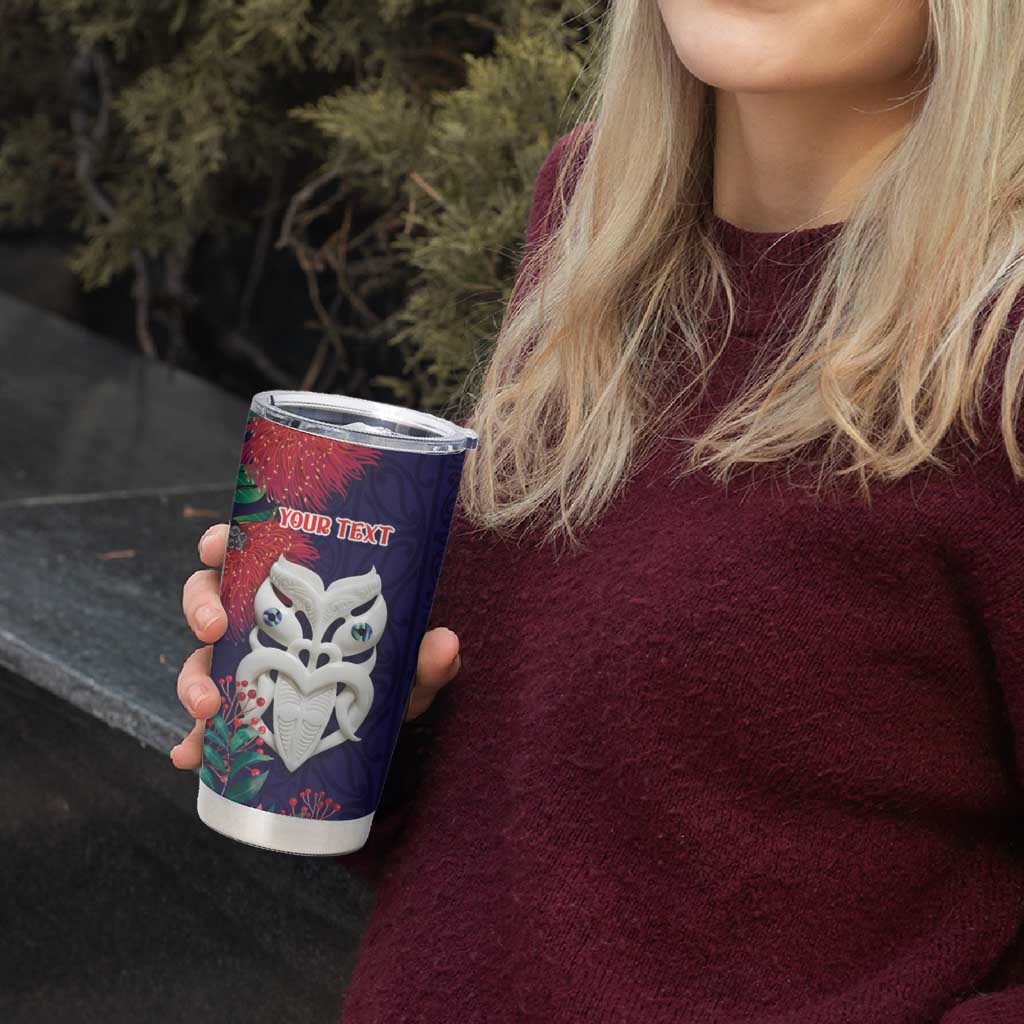 Maori Wheku Meri Kirihimete Personalised Tumbler Cup All Blue Indigenous Maori Motif - Polynesian Pride