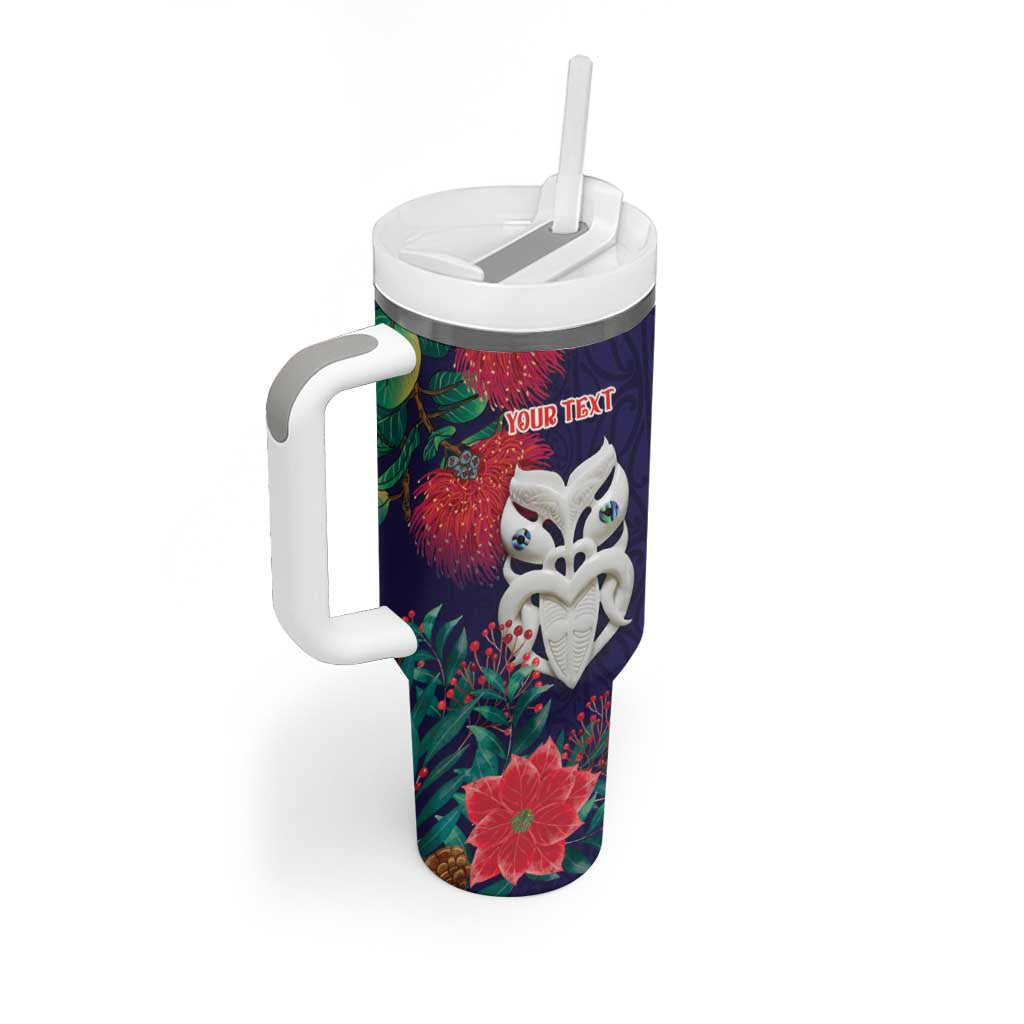 Maori Wheku Meri Kirihimete Personalised Tumbler With Handle All Blue Indigenous Maori Motif - Polynesian Pride