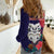 Maori Wheku Meri Kirihimete Personalised Women Casual Shirt All Blue Indigenous Maori Motif - Polynesian Pride