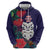 Maori Wheku Meri Kirihimete Personalised Zip Hoodie All Blue Indigenous Maori Motif - Polynesian Pride