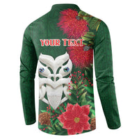 Maori Wheku Meri Kirihimete Personalised Button Sweatshirt All Green Indigenous Maori Motif - Polynesian Pride