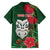 Maori Wheku Meri Kirihimete Personalised Family Matching Off The Shoulder Long Sleeve Dress and Hawaiian Shirt All Green Indigenous Maori Motif - Polynesian Pride