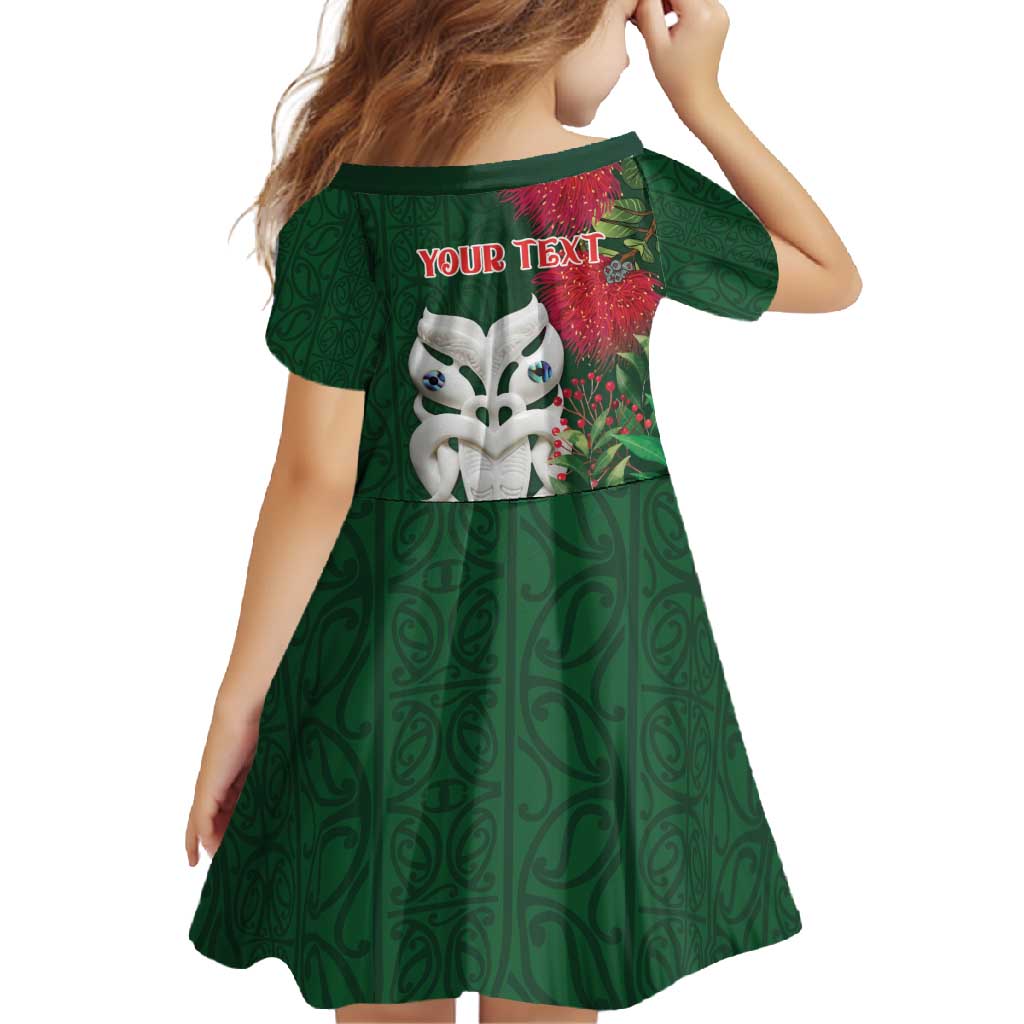 Maori Wheku Meri Kirihimete Personalised Family Matching Off Shoulder Maxi Dress and Hawaiian Shirt All Green Indigenous Maori Motif - Polynesian Pride