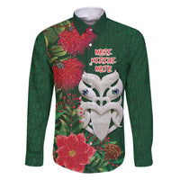 Maori Wheku Meri Kirihimete Personalised Family Matching Off Shoulder Maxi Dress and Hawaiian Shirt All Green Indigenous Maori Motif - Polynesian Pride