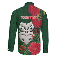 Maori Wheku Meri Kirihimete Personalised Family Matching Off Shoulder Maxi Dress and Hawaiian Shirt All Green Indigenous Maori Motif - Polynesian Pride