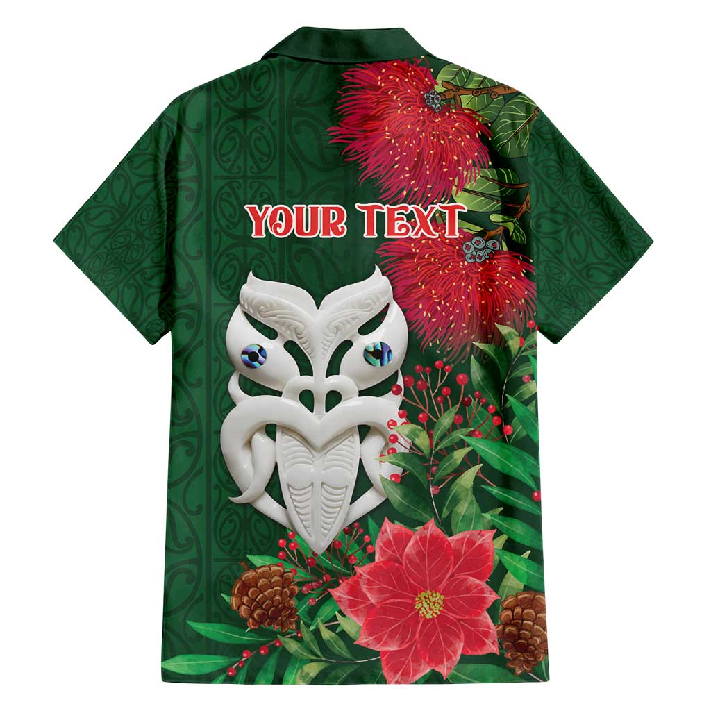 Maori Wheku Meri Kirihimete Personalised Family Matching Off Shoulder Short Dress and Hawaiian Shirt All Green Indigenous Maori Motif - Polynesian Pride