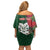 Maori Wheku Meri Kirihimete Personalised Family Matching Off Shoulder Short Dress and Hawaiian Shirt All Green Indigenous Maori Motif - Polynesian Pride