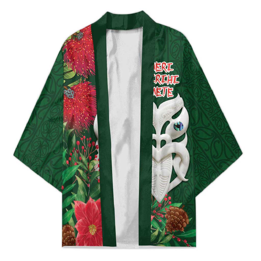 Maori Wheku Meri Kirihimete Personalised Kimono All Green Indigenous Maori Motif - Polynesian Pride