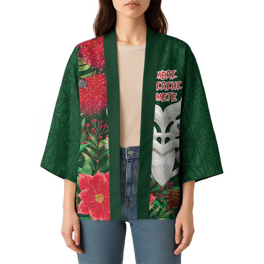 Maori Wheku Meri Kirihimete Personalised Kimono All Green Indigenous Maori Motif - Polynesian Pride
