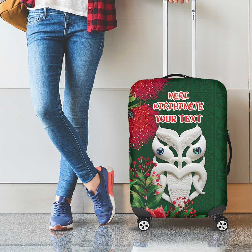 Maori Wheku Meri Kirihimete Personalised Luggage Cover All Green Indigenous Maori Motif LT9 - Polynesian Pride