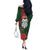 Maori Wheku Meri Kirihimete Personalised Off The Shoulder Long Sleeve Dress All Green Indigenous Maori Motif - Polynesian Pride