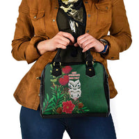Maori Wheku Meri Kirihimete Personalised Shoulder Handbag All Green Indigenous Maori Motif - Polynesian Pride