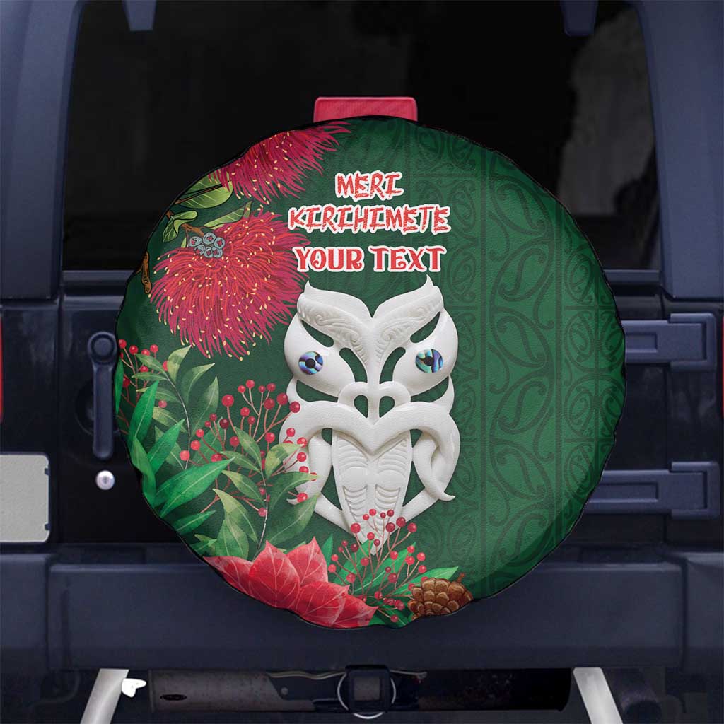 Maori Wheku Meri Kirihimete Personalised Spare Tire Cover All Green Indigenous Maori Motif - Polynesian Pride