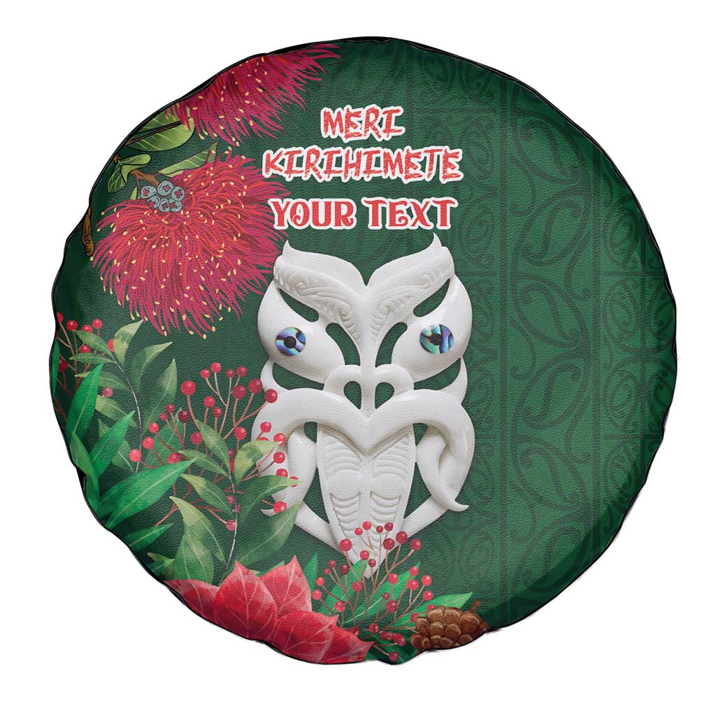 Maori Wheku Meri Kirihimete Personalised Spare Tire Cover All Green Indigenous Maori Motif - Polynesian Pride