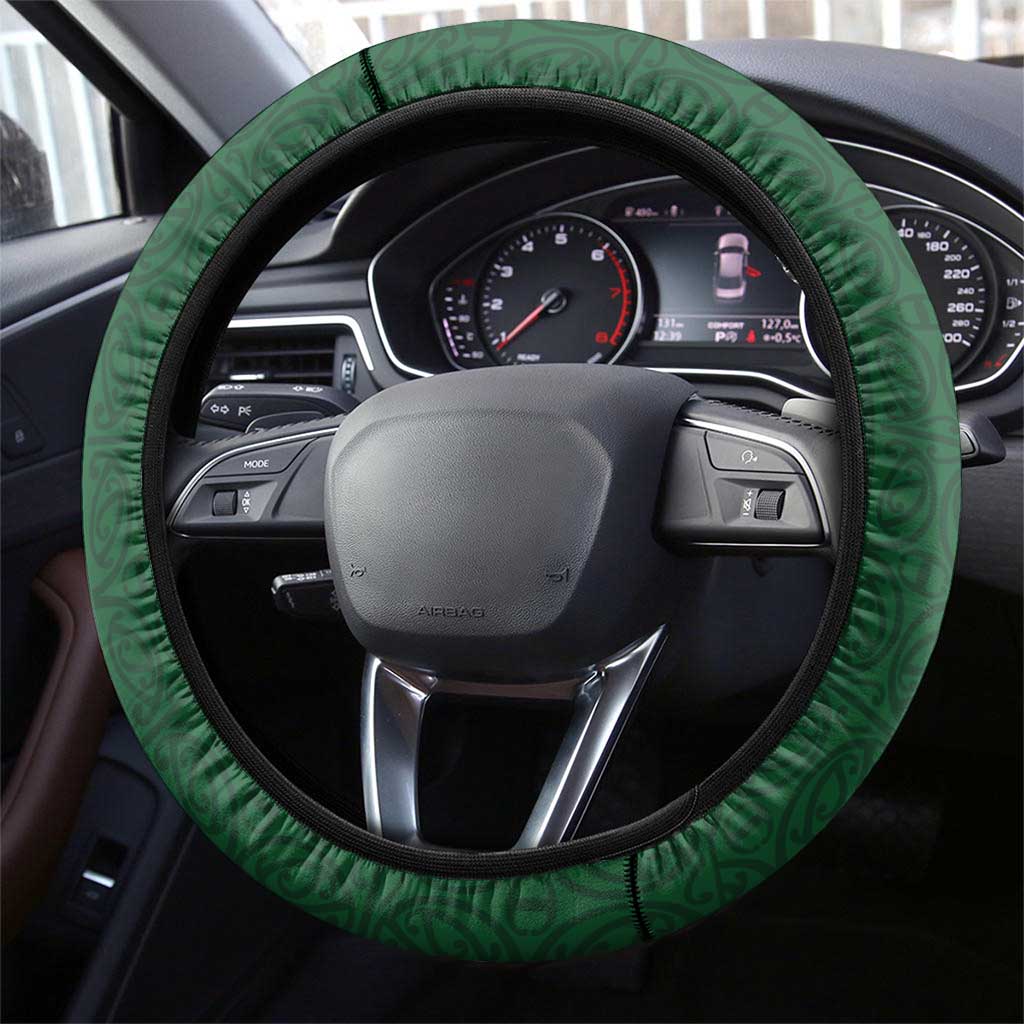 Maori Wheku Meri Kirihimete Steering Wheel Cover All Green Indigenous Maori Motif - Polynesian Pride