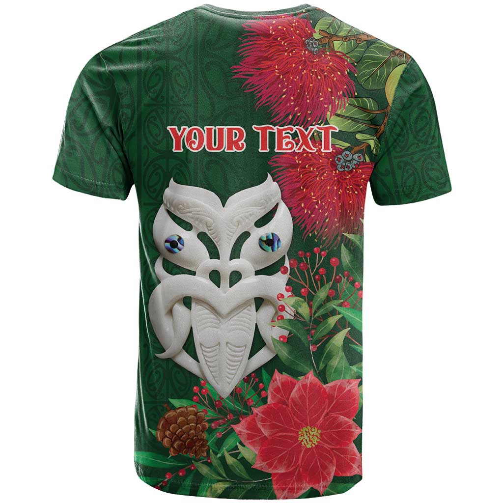 Maori Wheku Meri Kirihimete Personalised T Shirt All Green Indigenous Maori Motif - Polynesian Pride