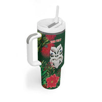 Maori Wheku Meri Kirihimete Personalised Tumbler With Handle All Green Indigenous Maori Motif - Polynesian Pride