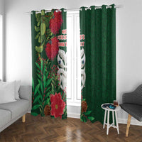 Maori Wheku Meri Kirihimete Personalised Window Curtain All Green Indigenous Maori Motif - Polynesian Pride
