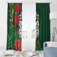 Maori Wheku Meri Kirihimete Personalised Window Curtain All Green Indigenous Maori Motif - Polynesian Pride