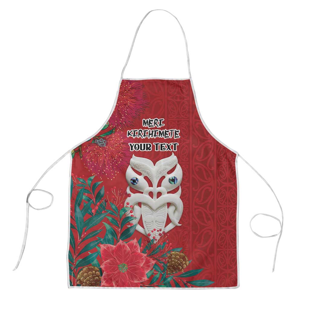 Maori Wheku Meri Kirihimete Personalised Apron All Red Indigenous Maori Motif - Polynesian Pride