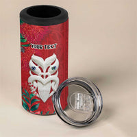 Maori Wheku Meri Kirihimete Personalised 4 in 1 Can Cooler Tumbler All Red Indigenous Maori Motif - Polynesian Pride
