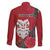 Maori Wheku Meri Kirihimete Personalised Family Matching Long Sleeve Bodycon Dress and Hawaiian Shirt All Red Indigenous Maori Motif - Polynesian Pride