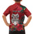 Maori Wheku Meri Kirihimete Personalised Family Matching Off The Shoulder Long Sleeve Dress and Hawaiian Shirt All Red Indigenous Maori Motif - Polynesian Pride