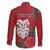 Maori Wheku Meri Kirihimete Personalised Family Matching Off The Shoulder Long Sleeve Dress and Hawaiian Shirt All Red Indigenous Maori Motif - Polynesian Pride