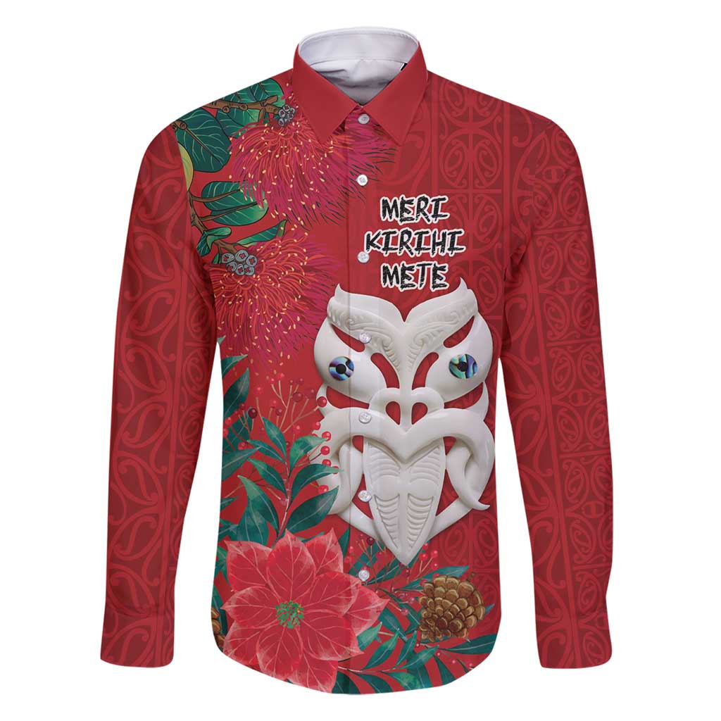 Maori Wheku Meri Kirihimete Personalised Family Matching Off Shoulder Short Dress and Hawaiian Shirt All Red Indigenous Maori Motif - Polynesian Pride