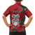 Maori Wheku Meri Kirihimete Personalised Family Matching Short Sleeve Bodycon Dress and Hawaiian Shirt All Red Indigenous Maori Motif - Polynesian Pride