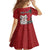 Maori Wheku Meri Kirihimete Personalised Family Matching Short Sleeve Bodycon Dress and Hawaiian Shirt All Red Indigenous Maori Motif - Polynesian Pride