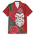 Maori Wheku Meri Kirihimete Personalised Family Matching Short Sleeve Bodycon Dress and Hawaiian Shirt All Red Indigenous Maori Motif - Polynesian Pride