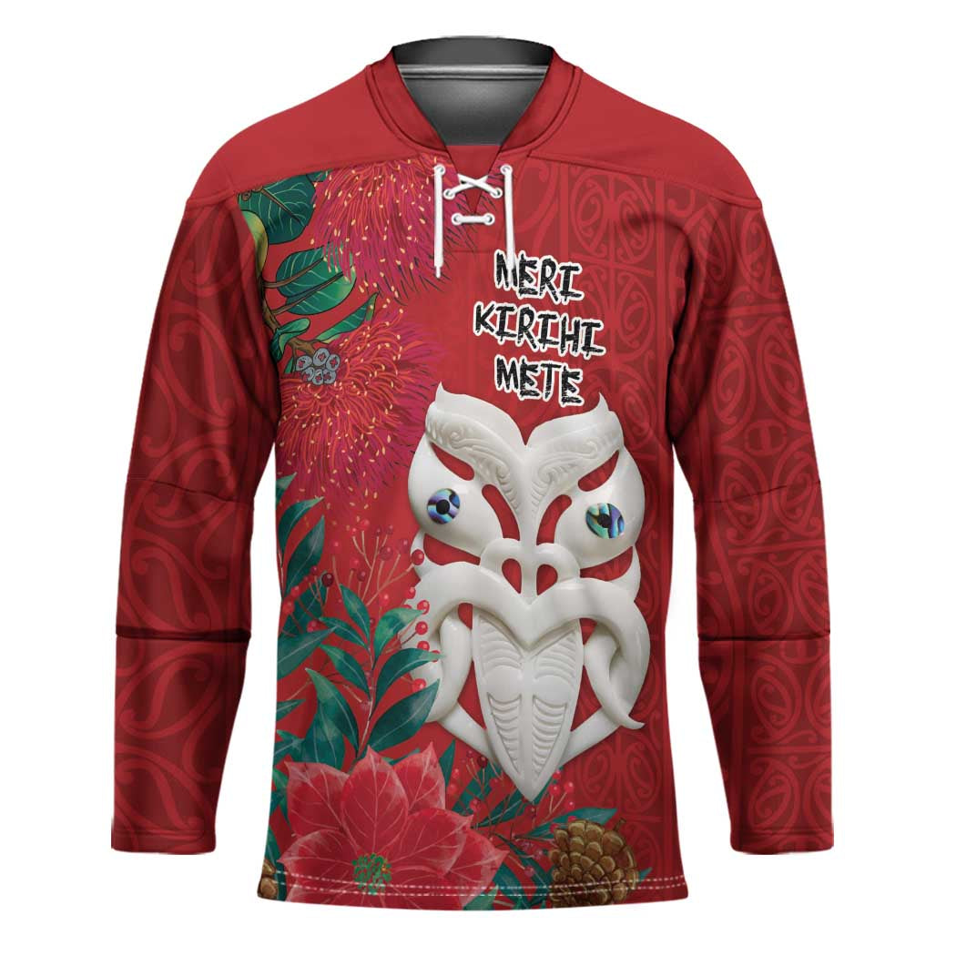 Maori Wheku Meri Kirihimete Personalised Hockey Jersey All Red Indigenous Maori Motif - Polynesian Pride