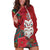 Maori Wheku Meri Kirihimete Personalised Hoodie Dress All Red Indigenous Maori Motif - Polynesian Pride