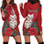 Maori Wheku Meri Kirihimete Personalised Hoodie Dress All Red Indigenous Maori Motif - Polynesian Pride