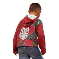 Maori Wheku Meri Kirihimete Personalised Kid Hoodie All Red Indigenous Maori Motif - Polynesian Pride
