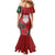 Maori Wheku Meri Kirihimete Personalised Mermaid Dress All Red Indigenous Maori Motif - Polynesian Pride