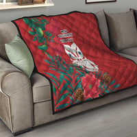 Maori Wheku Meri Kirihimete Personalised Quilt All Red Indigenous Maori Motif - Polynesian Pride