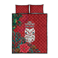 Maori Wheku Meri Kirihimete Personalised Quilt Bed Set All Red Indigenous Maori Motif - Polynesian Pride