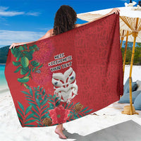 Maori Wheku Meri Kirihimete Personalised Sarong All Red Indigenous Maori Motif - Polynesian Pride