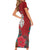 Maori Wheku Meri Kirihimete Personalised Short Sleeve Bodycon Dress All Red Indigenous Maori Motif - Polynesian Pride